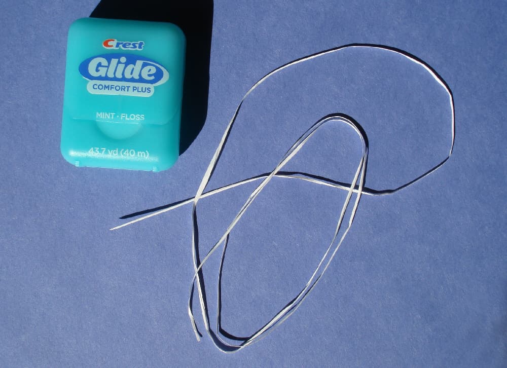 A container of dental floss