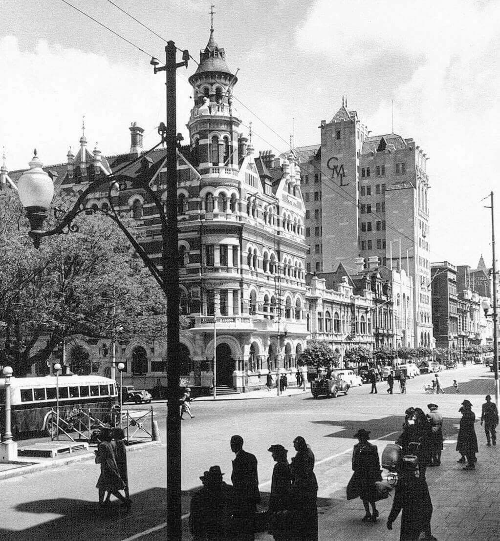 Historic view of St Georges Terrace in Perth