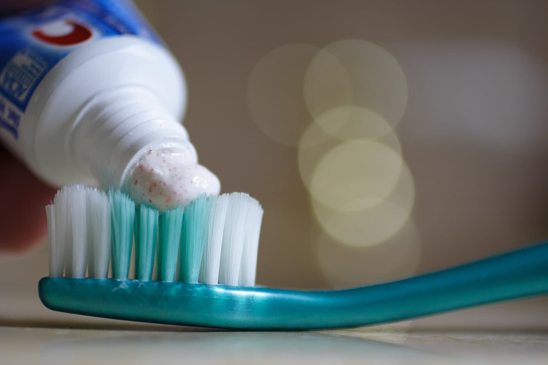 Toothpaste on a toothbrush